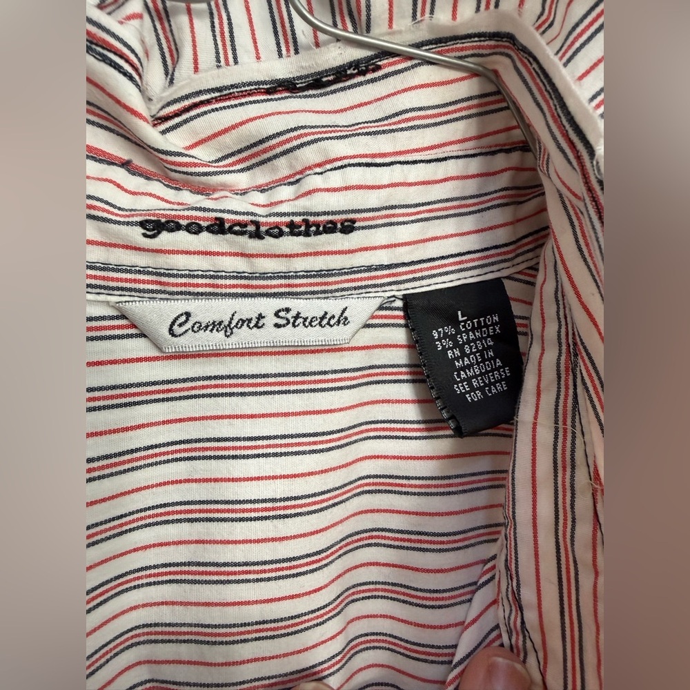 Striped Ruffle Collar Button-Down Top - Picture 3 of 6